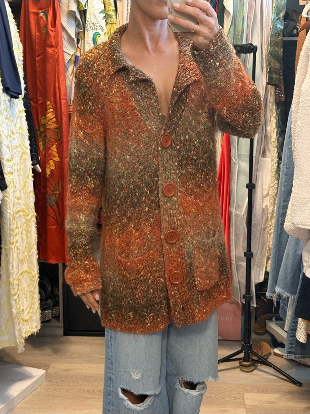 Vintage Babette Bollinger Mohair Alpaca Chunky Ombre Button Cardigan - Picture 2 of 8